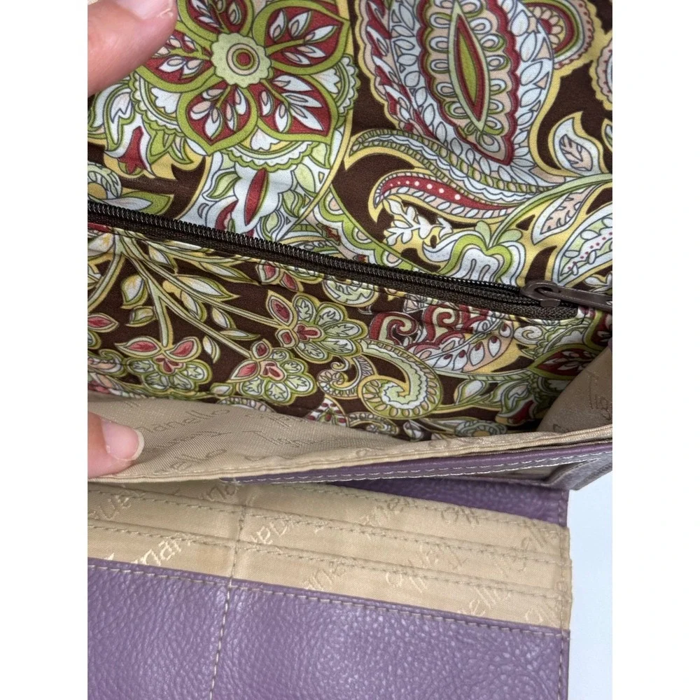 Tignanello Purple Pebbled Leather Tri-Fold Wallet with Exterior Zip Pocket